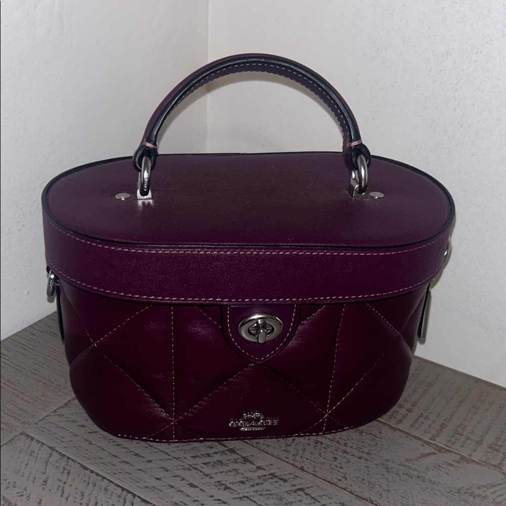 Coach Quilted Mini Top-Handle Bag in Plum